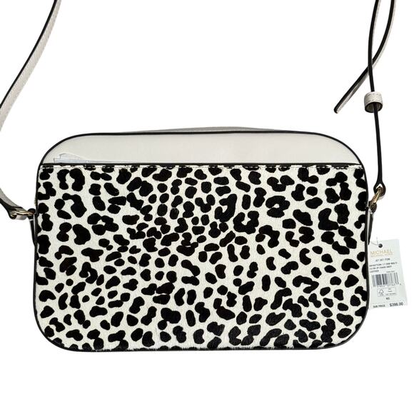 Michael Kors Jet Set Large Leopard Print Calf Hair East West Chain Crossbody Bag - Picture 2 of 8